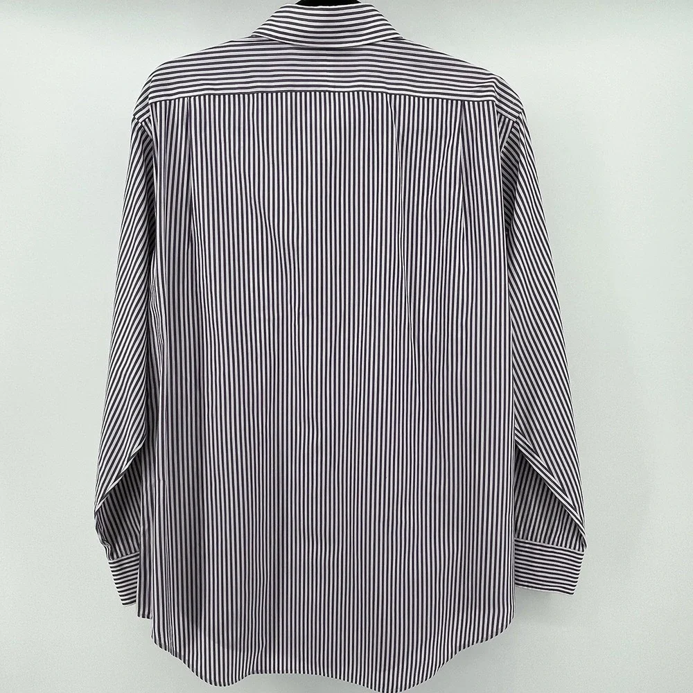 Polo Ralph Lauren Men's Button Up Shirt Sz 15 1/2 32/33 Purple/White Stripe - Picture 4 of 8